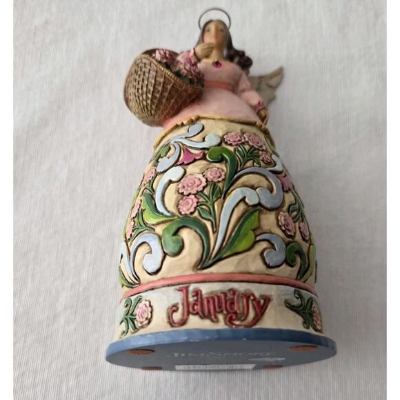 Jim Shore January Angel Birthday Girl Garnet Stone Figurine #4012550 Carnations - Picture 4 of 12